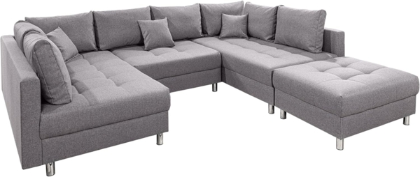 riess-ambiente Wohnlandschaft KENT 305cm grau, Set 4 Teile, Wohnzimmer · XXL · U-Form · mit Federkern · Stoffbezug · Modern Design