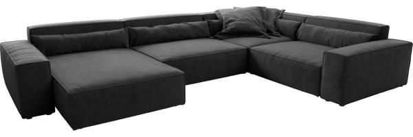 Wohnlandschaft Sirpio XL 360x260 cm Mikrofaser Schwarz Recamiere variabel