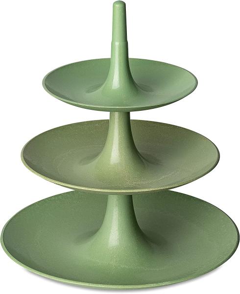 Koziol Etagere Babell L, Servierständer, Kunststoff-Holz-Mix, Nature Leaf Green, 7180703