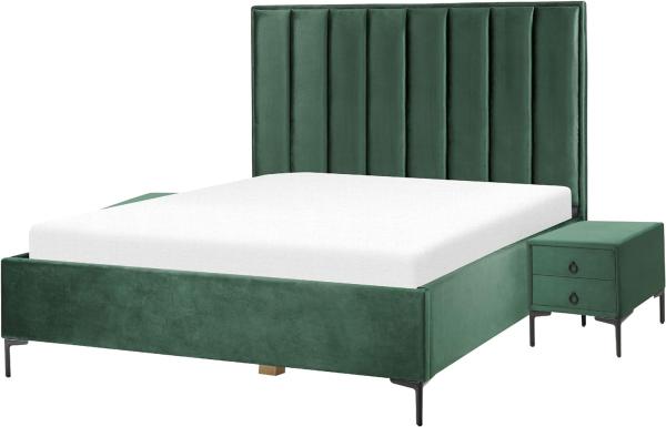 Schlafzimmer komplett Set 3-teilig dunkelgrün 160 x 200 cm SEZANNE