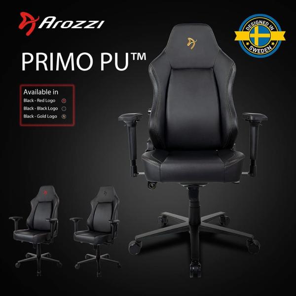 Arozzi Primo - Gamingstuhl, Büro Stuhl - PU-Leder - Bis zu 140 kg, schwarz/gold-Logo Bild 7