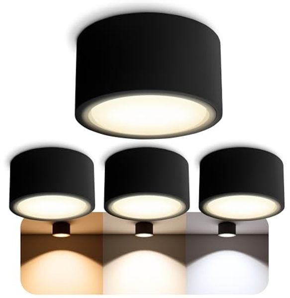 SSC-LUXon LED Aufbaustrahler Flacher LED Aufbaustrahler CELI-X in rund schwarz pulverbeschichtet, Warmweiß