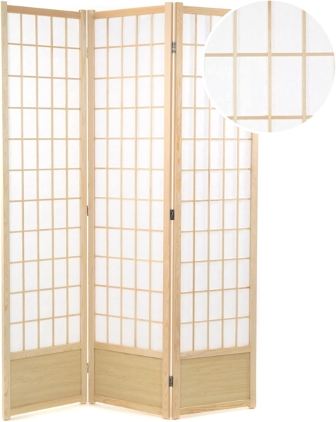 Raumteiler Canva II 3-tlg. Holz, Reispapier