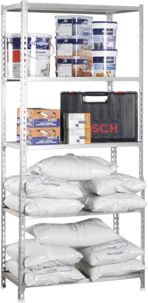 Simonrack Schwerlastregal, Lagerregal, 200 x 120 x 30 cm, Metallregal, Kellerregal, Biegestelle 200 kg, 5 Holzfachböden, Verzinkt/Holz - Maderclick Bild 7