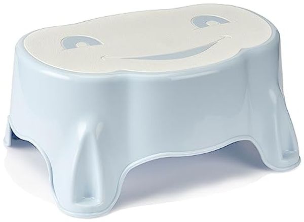 THERMOBABY - Babystep Tritthocker für Kinder – ab 24 Monaten und geeignet für Erwachsene bis 150 kg – blaue Blume