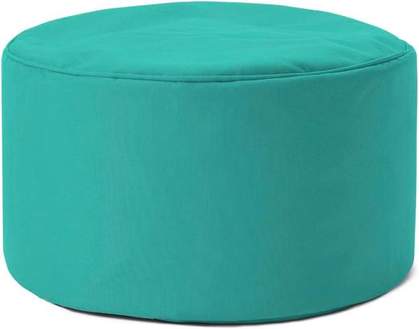 Lumaland Indoor Outdoor Sitzhocker 25 x 45 cm - Wasserabweisend - Pflegeleicht - Runder Sitzpouf, Sitzsack Hocker, Sitzkissen, Bean Bag Pouf - ideal für Kinder und Erwachsene - Türkis