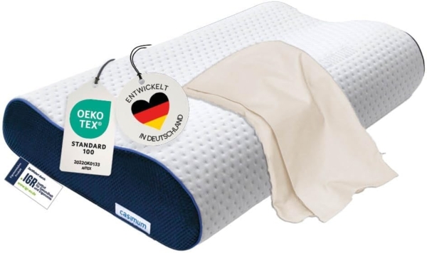 casimum Nackenstützkissen Orthopädisches Nackenkissen ERGO VARIO, 60x30cm, höhenverstellbar, Füllung: Memory Foam (Memory Schaum), Bezug: Beige, ergonomisches Nackenkissen, orthopädisches Kissen