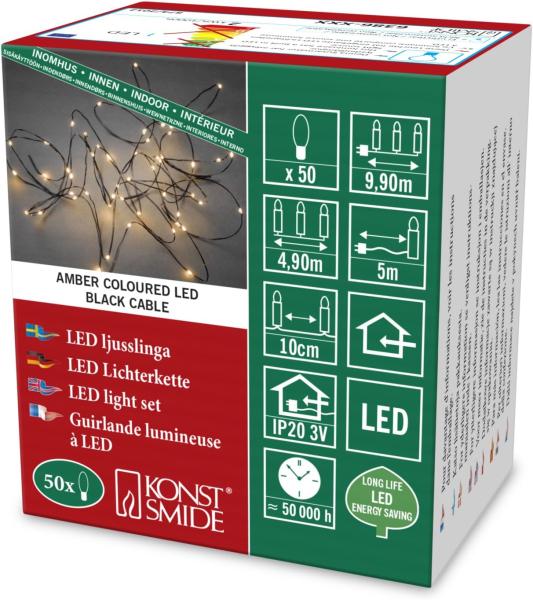 Konstsmide 6386-800 50 Lampen LED Bernstein Indoor Schwarz 9 9 m