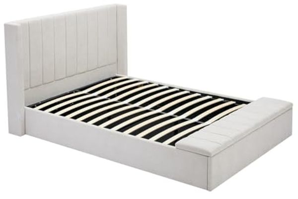 Vente-unique - DOUINO Bett Stoff Beige - B 245 cm x H 120 cm x L 202 cm