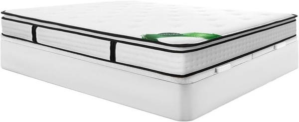 Vente-unique - Set 180x200 cm - Bettkasten Weiß + Taschenfederkernmatratze 7 Zonen mit integriertem Topper und Bambusbezug 23 cm - TAREVO von NATUREA