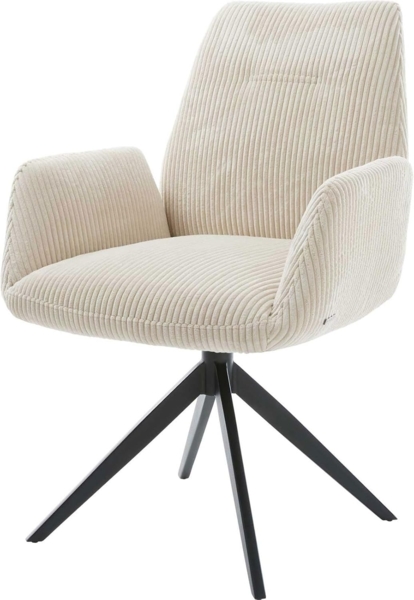 Esszimmerstuhl Zoa-Flex Cord Beige Kreuzgestell breit Schwarz Taschenfederkern Bild 1