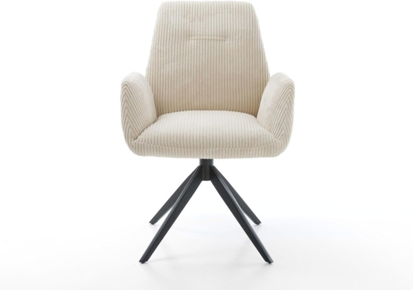 Esszimmerstuhl Zoa-Flex Cord Beige Kreuzgestell breit Schwarz Taschenfederkern Bild 4
