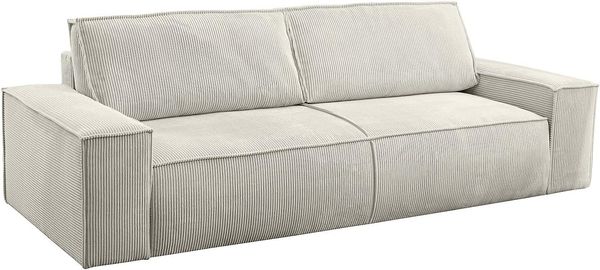 Vente-unique - Schlafsofa 4-Sitzer - Cord - Beige - AMELIA