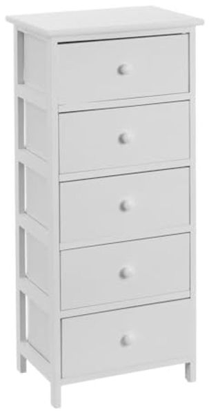 DRW Schrank mit 5 Schubladen aus MDF-Holz in Weiß