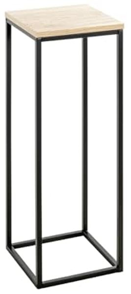 Blumentisch >52568< in eiche, schwarz, MDF, Metall - 23x67x23cm (BxHxT)