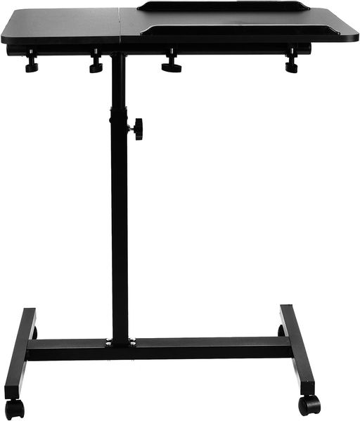 Maclean Mobiler Laptop-Tisch | Höhenverstellbar 59–89 cm | Neigbare Doppelplatte bis 90° | Rollbar mit Bremse | Belastbar bis 30 kg | Ergonomischer Computertisch (Schwarz) Bild 7