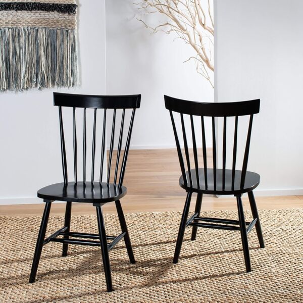 SAFAVIEH 2er Set Hölzernes Esszimmerstühle, Schwarz, 55 X 50 X 90