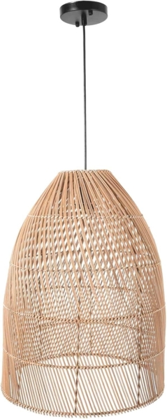 VIVANNO Hängeleuchte Rattan PURE Rund - Beige Geflochten, ohne Leuchtmittel, 30x53 cm