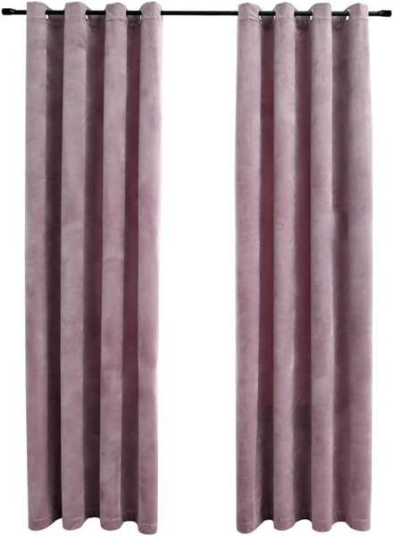 vidaXL Verdunkelungsvorhänge mit Ösen 2 Stk. Samt Antik-Rosa 140x225cm 134521