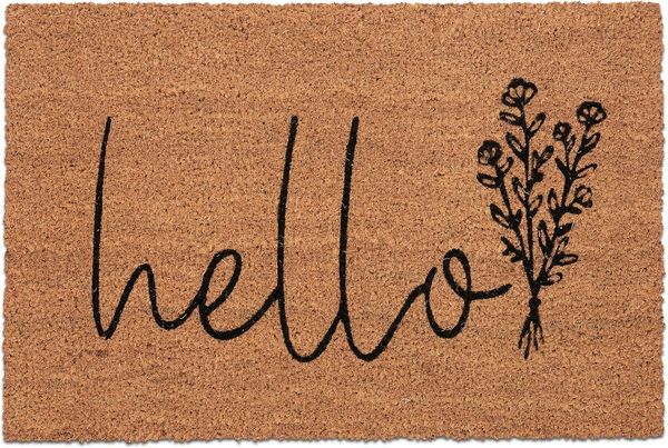 Relaxdays Kokos Fußmatte "Hello"
