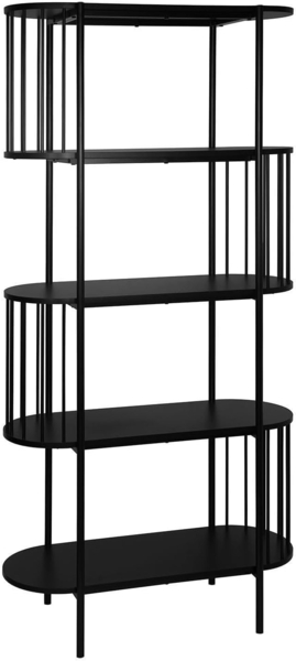 Bücherregal Adelina / 300.001735, Holzwerkstoff, Stahl, Schwarz, 80 x 172 x 34 cm