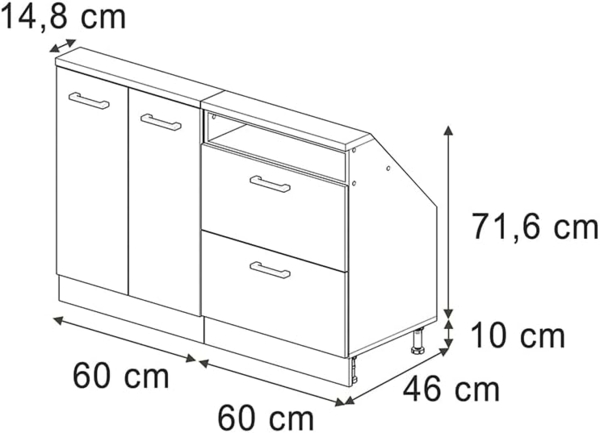 Dachschrägenschrank-Set Rion Weiß Hochglanz/Anthrazit 2er Set Vicco Bild 3