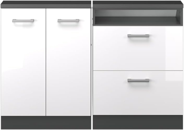Dachschrägenschrank-Set Rion Weiß Hochglanz/Anthrazit 2er Set Vicco Bild 5