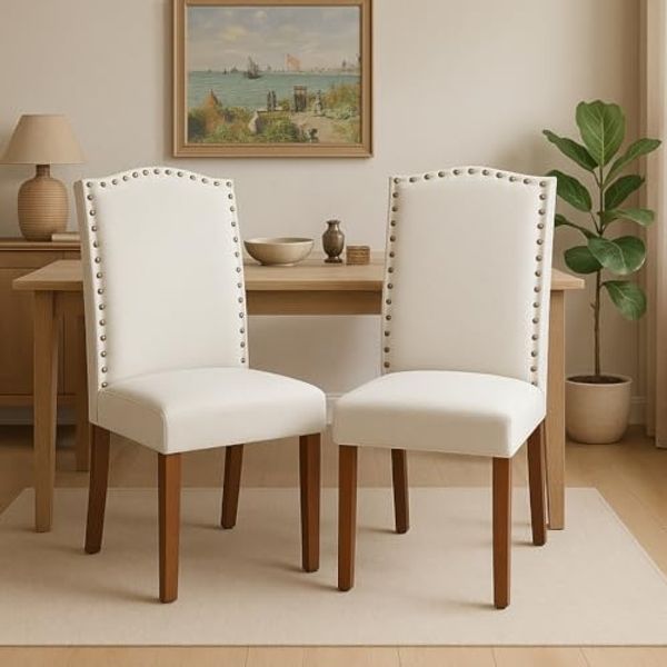 DUMOS Esszimmerstuhl Stühle Esszimmer Pu-Leder Gepolstert Kratzfester Boden küchenstühle (2-teiliges Set), Kann 113 kg tragen