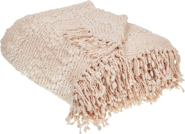 Beliani 'VELLA' Kuscheldecke, Baumwolle pastellrosa, 220x240 cm