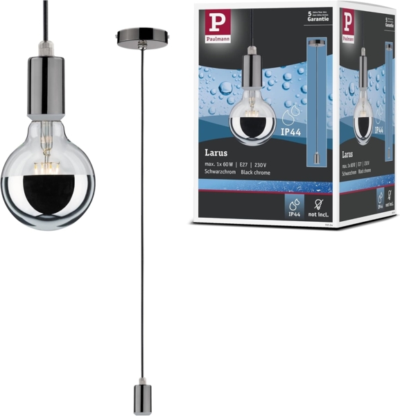 Paulmann No. 79754 Pendelleuchte Larus E27 Schwarzchrom IP44