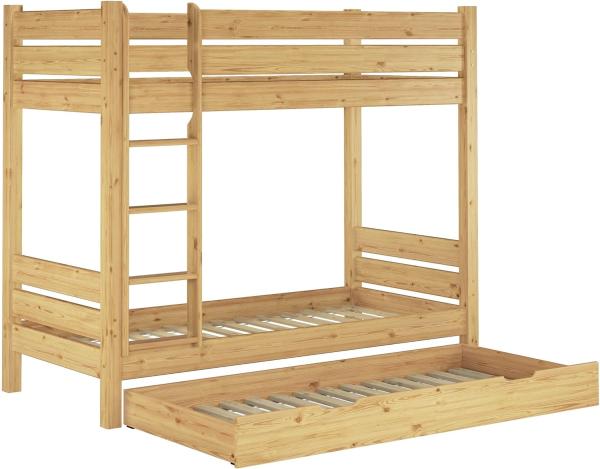 Erst-Holz Etagenbett 90x200 mit Rollrosten, Nische 80 Gästebettkasten Bild 1