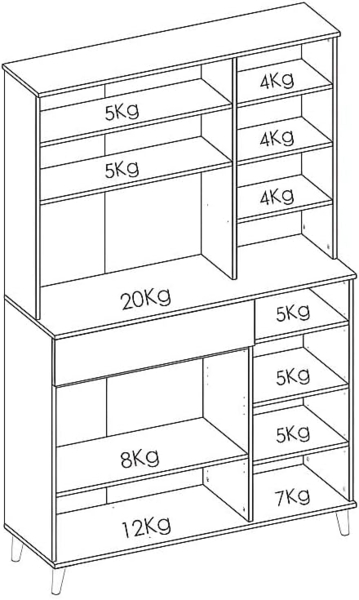Vente-unique - Küchenschrank mit 4 Türen, 1 Schublade & 3 Ablagen - Weiß & Eichefarben - WAJDI Bild 7