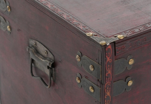 Holztruhe Holzbox Schatztruhe Valence Antikoptik 39x67x38cm ~ eckig Bild 3