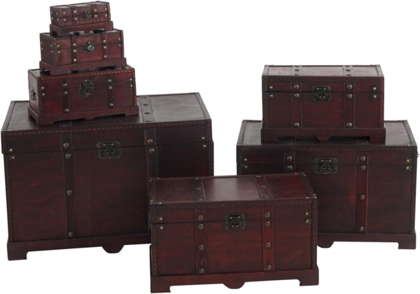 Holztruhe Holzbox Schatztruhe Valence Antikoptik 39x67x38cm ~ eckig Bild 5
