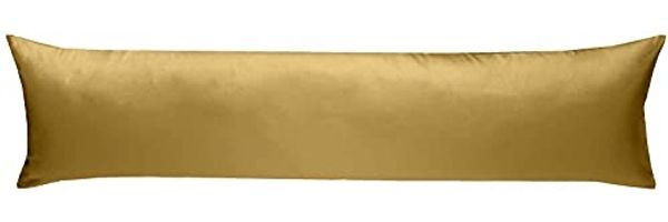 Mako-Satin Seitenschläferkissen Bezug uni / einfarbig gold 40x145 cm von Bettwaesche-mit-Stil