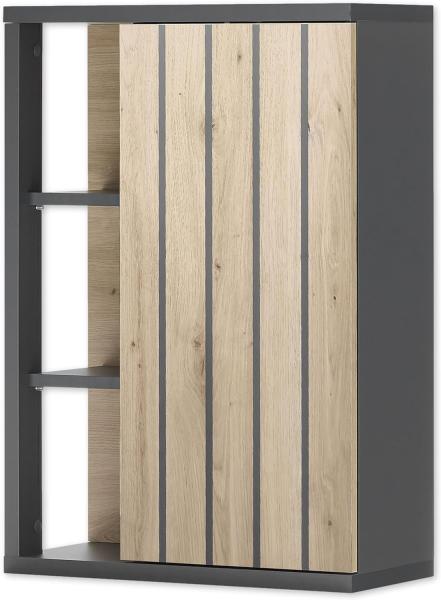 NIZZA Badezimmer Hängeschrank in Graphit, Artisan Eiche Optik - Badezimmerschrank Bad Schrank mit viel Stauraum - 50 x 72,5 x 23 cm (B/H/T)