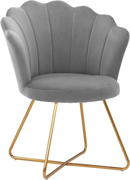 Duhome Sessel aus Stoff Samt Polstersessel Retro Design Polsterstuhl Metallgestell Gold 8057C, Farbe:Grau, Material:Samt