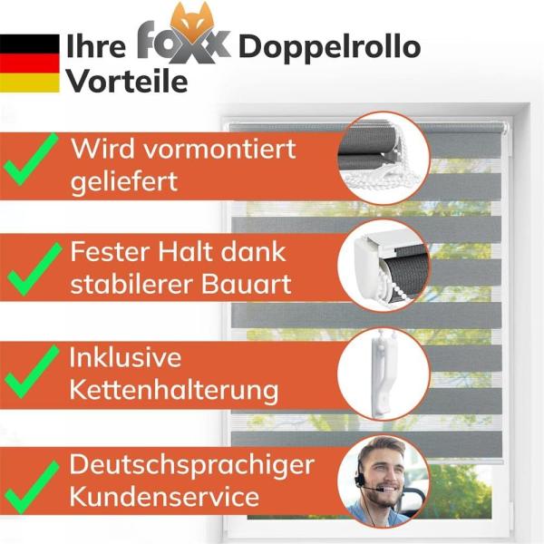 Doppelrollo Klemmfix ohne Bohren weiß 100x140 cm [Stoffbreite 96cm] Duo Rollo für Fenster/Türen Gardine Zebrarollo - Farbe: Weiss , Breite (cm): 100, Höhe (cm): 140 Bild 7