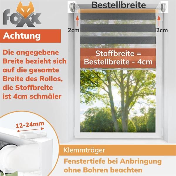 Doppelrollo Klemmfix ohne Bohren weiß 100x140 cm [Stoffbreite 96cm] Duo Rollo für Fenster/Türen Gardine Zebrarollo - Farbe: Weiss , Breite (cm): 100, Höhe (cm): 140 Bild 3