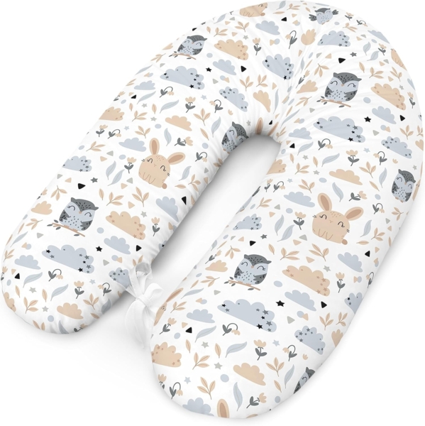 Amilian Stillkissen XXL 170 cm - Schwangerschaftskissen & Seitenschläferkissen mit Bezug, - Lagerungskissen - Nursing Pillow - Pregnancy Pillow, mit Füllung, Schlafkissen für Seitenlage - Körperkissen