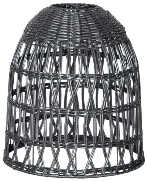 STAR TRADING Lampenschirm Lampenschirm Rattanstil KNUTE wetterfest Kunststoff grau D: 30cm