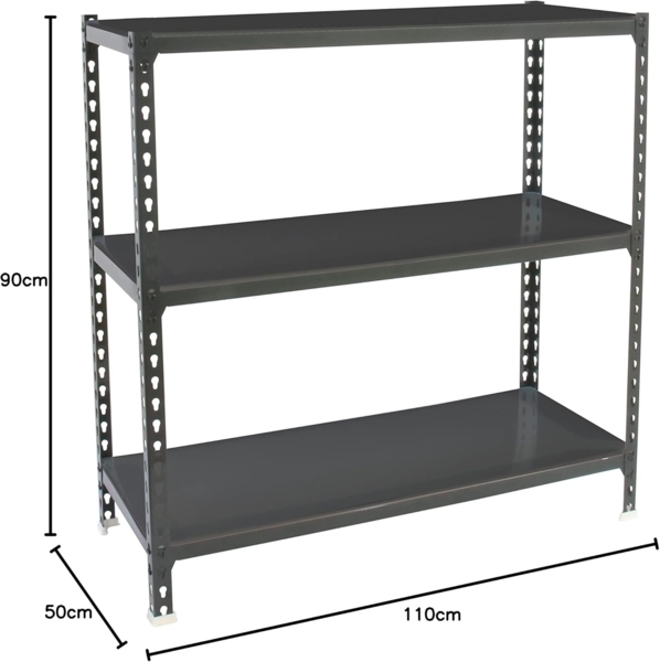 Simonrack Schwerlastregal, Lagerregal, 90 x 110 x 50 cm, Metallregal, Kellerregal, Biegestelle 200 kg, 3 Fachböden, Antracite - Simonclick Bild 3