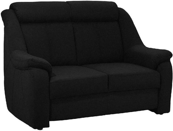 Cavadore 2-Sitzer Beata / 2er Ledercouch im modernen Design / 138 x 98 x 92 / Echtleder Schwarz