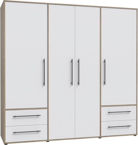 Forte Kleiderschrank, Holzwerkstoff, Sonoma Eiche Dekor mit weiß, 206 x 200 x 59 cm