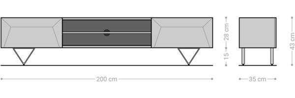 Lowboard Kayu 200 cm Akazie Natur 2 Türen V-Fuß Bild 8