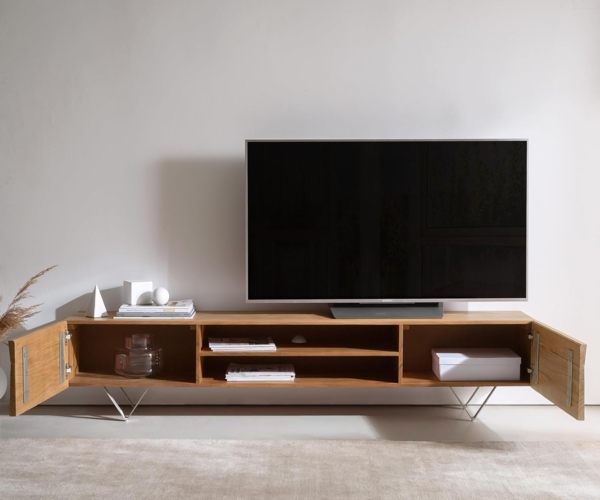 Lowboard Kayu 200 cm Akazie Natur 2 Türen V-Fuß Bild 5