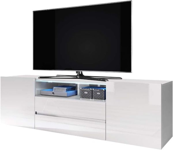 Selsey TV-Lowboard, weiß mit led, 42,5 x 137 x 34,5