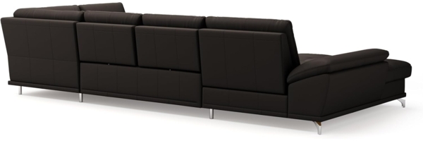 Cavadore Wohnlandschaft Castiel mit Federkern / Sofalandschaft mit XL-Longchair, Sitztiefenverstellung, satinierten Metallfüßen / 363 x 89 x 223 / Echtleder, Dunkelbraun Bild 5