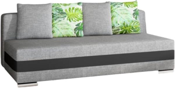 Designer Sofa Carina mit Schlaffunktion und Stauraum Grau/Schwarz