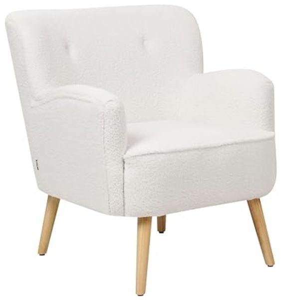 Sessel TUMBA mit Fußstütze Bouclé Weiß